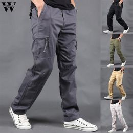 Men Fashion Multi-Pocket Casual Pants Pure Color Slim Trousers Sports Outdoors Long Pant S-5XL J64297f