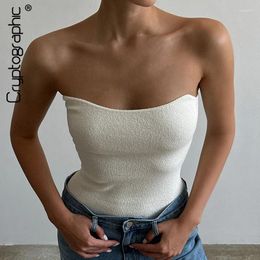 Women's Tanks Sleeveless Knitted Sexy Strapless Crop Tank Elegant Outfits For Women Coquette 90s Y2K Cropped Tube Top Cute