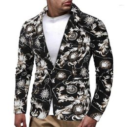 Men's Suits TPJB Street Men Blazer Slim Fit European American National Style Printed Casual Single Suit Jackets