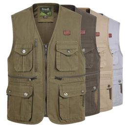 Men's Vests Summer Jacket For Men Cotton Loose Multi-Pocket Portable Tooling Outdoor Fishing Vest Wear-resistant Outerwear Pl3139
