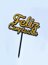 Spanish Feliz Cumpleanos Cake Topper Creatlve 3D Letters Happy Birthday Acrylic Cake Topper For Birthday Party Decorations9898849