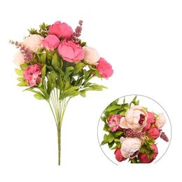 Decorative Flowers Wreaths 19 In Artificial Peony Flowers Silk Fake Wedding Party Home Decoration Flower Bouquet Wreath Drop Deliver Dhvxs