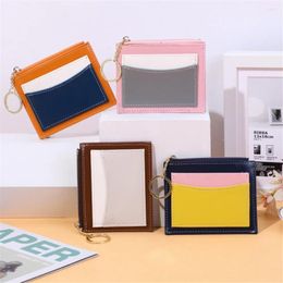 Wallets Fashion Patchwork Colour Mini Wallet For Women Men PU Leather Purses With Keyring Girl Trendy Short Zipper Card Holder Coin Purse