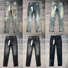 Lila jeans herr designer mager jeans rippade cyklist smala raka magra byxor för man mager denim byxor