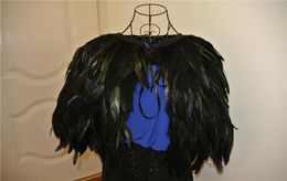 Black feather cape feather jacket rooster feather cape 5 ply Carnival feather shoulder shrug Shawl cape7700652