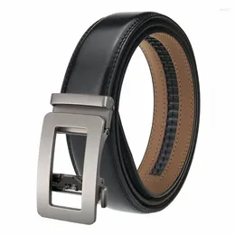 Belts LannyQveen Style Genuine Leather Belt Men's Automatic Buckle Cowhide For Men High Quality