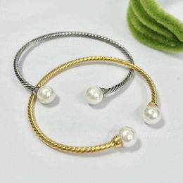 Designer Classic Jewelry DY Twisted Bracelet Fashion Charm jewelry women Dy Fashionable Pearl Open Bracelet Handicraft Quick Sale Christmas gift fashion jewelry