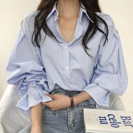 Women's Blouses Shirts Women Striped Simple Spring Tender Female Temperament Retro Ulzzang Stylish Classic Office Lady Basic Long Sleeve