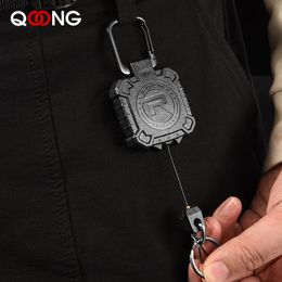 Keychains Lanyards 90 CM Long Steel Wire Rope Keychain Anti Loss Theft Telescopic Key Chain High Resilience Key Ring Military Gun Keyring H64 231025