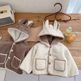 Jackets Baby Toddler Boys Girls Fleece Jacket Winter Warm Ears Fall Hooded Coat Kids Solid Color Outdoor Tops