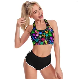 Yoga Outfit Colorful Floral Print Women's U Neck Sport Bra Glowing Garden Sexy Support Raceback Crop Bras Fitness Running Top