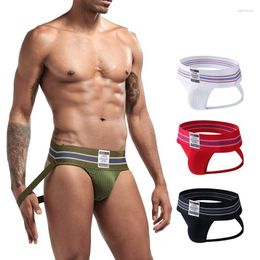 Underpants Men's Contoured Waistband Jockstrap Athletic Supporters Cotton Multiple Colors Low Rise Stretch Performance Sport Gym