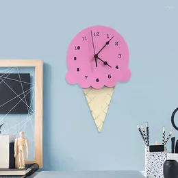 Wall Clocks Creative Cartoon Ice Cream Clock Hanging Summer Style Bedroom Home Apartment Living Room Decor Accessories