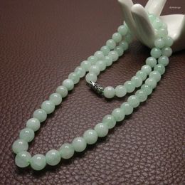 Chains 8-10mm Green A Emerald Beads Necklace Jade Jewellery Jadeite Amulet Fashion Natural Charm Gifts For Women Men