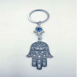 Fashion Jewellery Angel Wings Evil Eye Hamsa Fatima hand Charm DIY Keychain Silver Tone Key Chain Keyring Fashion Pendant Jewelry 294f