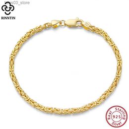 Charm Bracelets Rinntin Luxury 925 Sterling Silver Italian 2.5mm Flat Byzantine Link Chain Bracelet for Women Handmade Bracelet Jewelry SB122 Q231025