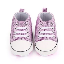 Primeiros caminhantes nascidos lantejoulas lona tênis de bebê sapatos de bebê meninos meninas sapatos de bebê criança sapatos sola macia antiderrapante sapatos de bebê 231024