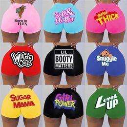 Summer Fashion Women Mini Shorts Yoga Pants Sexy Designer Letter Pattern Printed Knickers Tight Shorts Plus Size Women Clothing2735