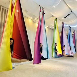 Resistance Bands 5m Aerial Yoga Hammock Elasticity Swing Multifunction Antigravity Training Belts Flying Bed Exercises Gradient Colour 231024