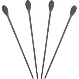 Spoons 2 Pairs Silicone Integrated Chopsticks Spoon Swizzle Stirring Silica Gel Beverage Travel Multipurpose