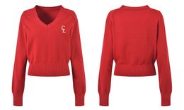 1019 2023 Runway Autumn Brand SAme Style Sweater Long Sleeve Pullover V Neck Red Green Fashion Clothes High Quality Womens YL