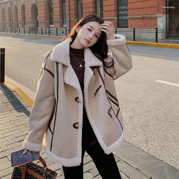 Women's Jackets Women's Leather And Fur Integrated Jacket Lamb Casual Top 2023 Autumn Winter Korean Version Plush Thickened Motorcycle