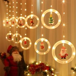 Christmas Decorations Snowman Christmas Curtain Light Garland LED String Lights Christmas Decorations for Home Navidad Noel Gifts Year 2024 231025