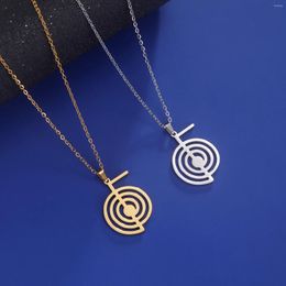 Chains Stainless Steel Reiki Cho Ku Rei Necklace Healing Energy Yoga Power Pendant Sacred Geometry Protection Amulet Jewellery Gift