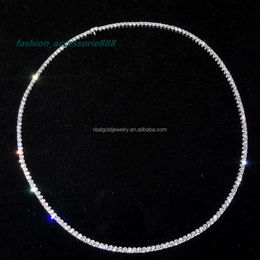 Luxury Style Design Au585 Solid Pure White Gold Lab Grown Diamond Moissanite Tennis Necklace for Women Wedding