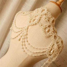 Wedding Bridal Pearls Wrap Shoulder Necklace Full Body Chain Jewelry Princess Handmade Dress Accessories Luxury Fashion Necklace W298O