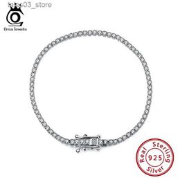 Charm Bracelets ORSA JEWELS 925 Sterling Silver Tennis Bracelet Women Luxury AAAA Cubic Zircon Iced Out Hip Hop Jewelry Anniversary Gift SB61 Q231025