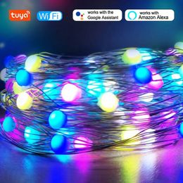 Christmas Decorations Tuya Smart WiFi LED Fairy String Light RGB Dancing with Music Sync Lights Garland for HomeHolidayChristmas Tree Decor 231025