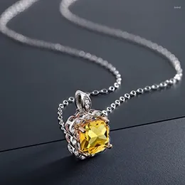 Pendant Necklaces CAOSHI Luxury Bright Yellow Zirconia Necklace Lady Engagement Party Jewellery Gorgeous Silver Colour Accessories For Women