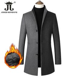 Men s Trench Coats EUR Size XS XXL Autumn Winter Thick Warm Stand up Collar Woollen Men Coat Business Casual Slim CoatWoolen Jacket Male Windbreaker 231025