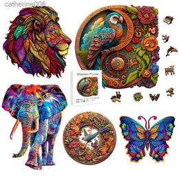 Puzzles Jigsaw PuzzleAnimal wooden puzzle elephant lion puzzle gift adult and child education wonderful gift interactive game wooden toyL231025