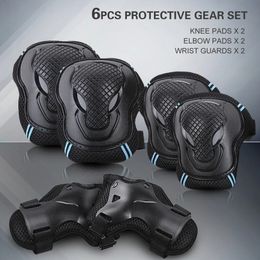 Elbow Knee Pads 6pcs Knee Pads Elbow Pads Wrist Guards Protective Equipment Set Safety Protection Pads for Skateboard Cycling Riding For Adults 231024