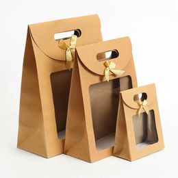 Gift Wrap 31262016cm Kraft Paper Portable Gift Bag PVC Clear Window Packaging Bags for Small Business Birthday Christmas Present Wrap 231025
