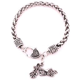 Fashion Charm Bracelet For Female Male Motorcycle Pendant Personality Design Crystals Cool Wheat Link Chain Zinc Alloy Provide Dro263Y