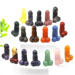 Arts And Crafts 2 Mini Penis Figurine Natural Stone Arts And Crafts Crystal Reiki Healing Home Decoration Collection Gemstone Quartz S Dh9Om