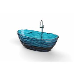 1750x785x640mm Oval Resin Water Ripple Bathtub Freestanding Floor Mounted Crystal Blue Tansparent Tub BV001-6