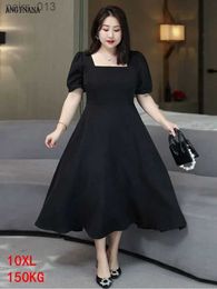 Basic Casual Dresses Large size women's 10xl 150kg dress big 6xl 7XL 8xl 9xl summer aromatic collar short sleeve loose oversized black YQ231025