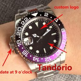 Wristwatches 2023 40mm 9 O'clock Crown Left-Handed NH35 Movement Black Dial Sapphire Glass 316L Steel Automatic Men Watch