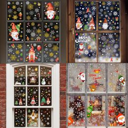 Wall Stickers 9pcs/set Cartoon Christmas Window Stickers Merry Christmas Decorations For Home Christmas Wall Sticker Kids Room Wall Decals 231025
