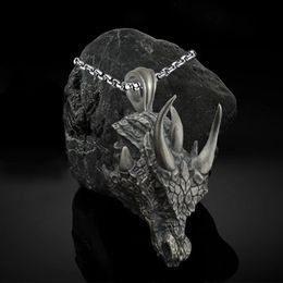 Chokers Dragon Necklace For Men Nordic Viking Head Pendant Mens Punk Retro Gothic Charm Jewellery 231025