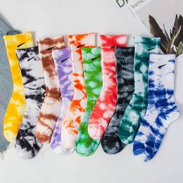 NK-2049 Fashion Tie Dye Cotton Socks For Men and Women Sports High Top Socks Candy Colored Socks 3pair/set