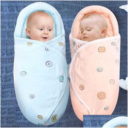 Sleeping Bags Slee Born Baby Cotton Ddle Blanket With Head-Protecting Cute Toddler Warm Sleep Wrap R230614 Drop Delivery Kids Matern Dhbri