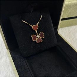 brand luxury love heart designer pendant necklaces sweet red 4 hearts 18k rose gold nice necklace wedding jewelry gift
