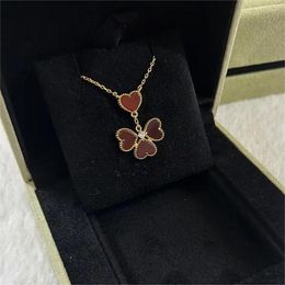 Marca de luxo amor coração designer pingente colares doce vermelho 4 corações 18k ouro rosa bom colar jóias de casamento presente