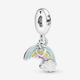 New Arrival 100% 925 Sterling Silver Rainbow & Cloud Dangle Charm Fit Original European Charm Bracelet Fashion Jewellery Accessories225H