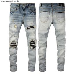 new designer mens jeans fashion brand zipper hole wash jean pants motorcycle riding cool slim streetwear pants2478
